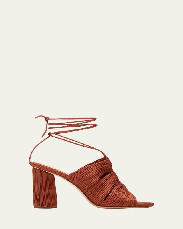 Teresa Pleated Lace-Up Sandals
